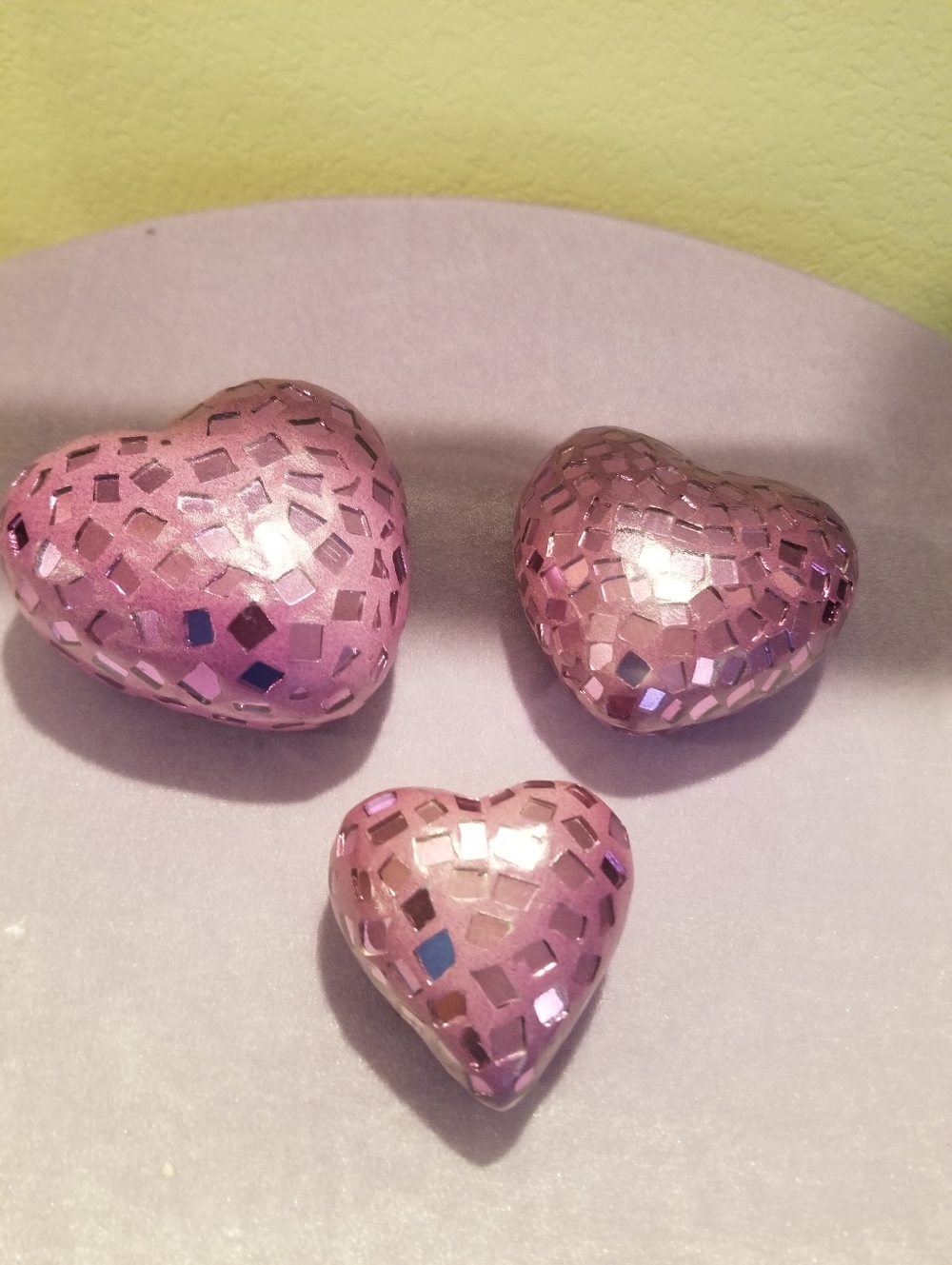 3 Purple Mosaic Figurines